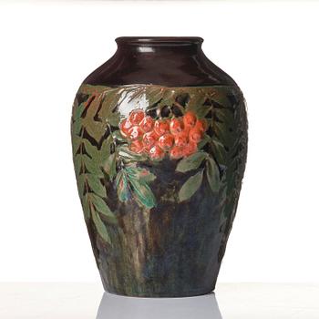 Hilma Persson-Hjelm, a glazed earthenware art nouveau vase, executed in her own studio, Arvika 1913. No 2241.