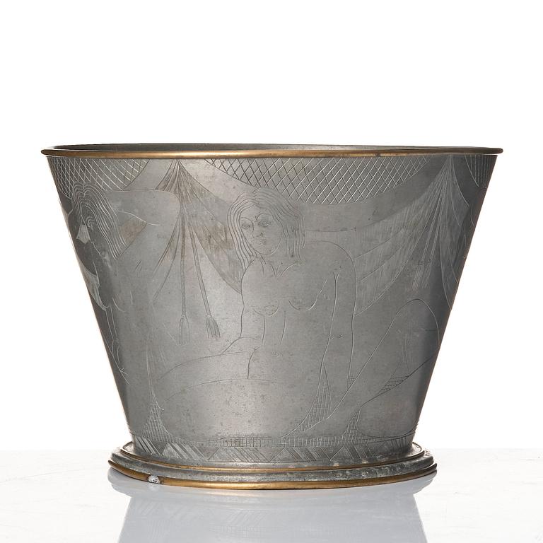 Tyra Lundgren, a rare pewter bowl model "630", Firma Svenskt Tenn, Stockholm 1931.