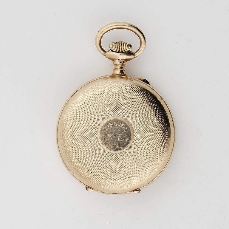 DIGITALT HERRFICKUR, guld 14K, International Watch Company, Pallweber, sannolikt 1890-tal. Vikt ca 113 gram.