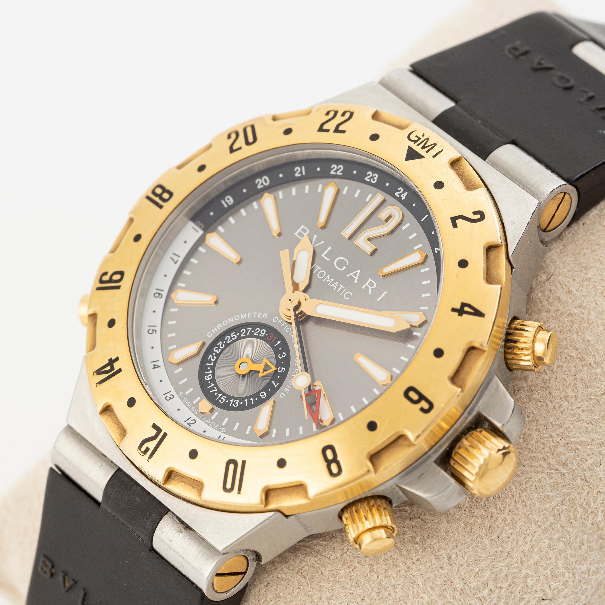 Bvlgari, Diagono GMT, wristwatch, 40 mm.
