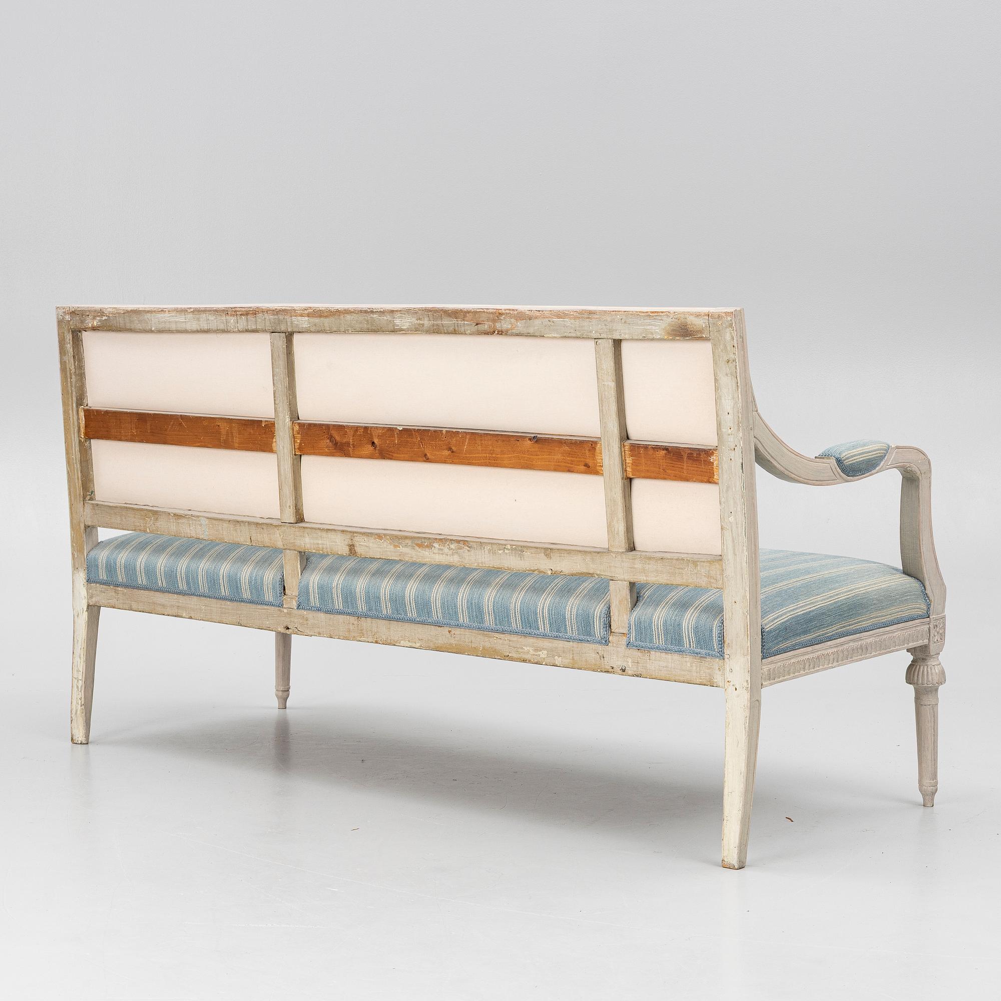 A late Gustavian sofa, circa 1800.