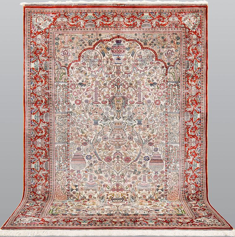 A oriental silk rug, 155 x 93 cm.