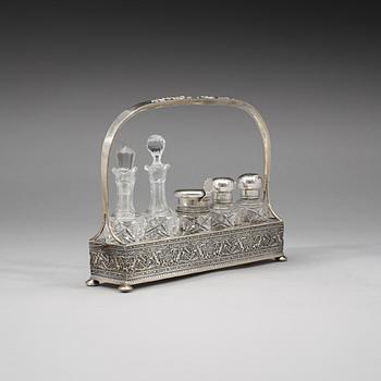 A Russian 20th century silver cruet-set, unidentified makers mark, St Petersburg 1908-1917.