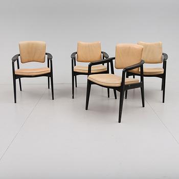 KARMSTOLAR, 4 st, design Sigvard Bernadotte, Danmark, 1900-talets andra hälft.