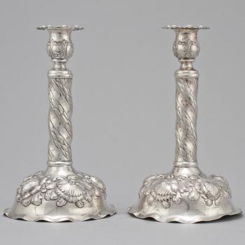 LJUSSTAKAR, ett par, silver, bär både imporstmpl samt K Andersson, 1900-tal. Vikt 690 g.