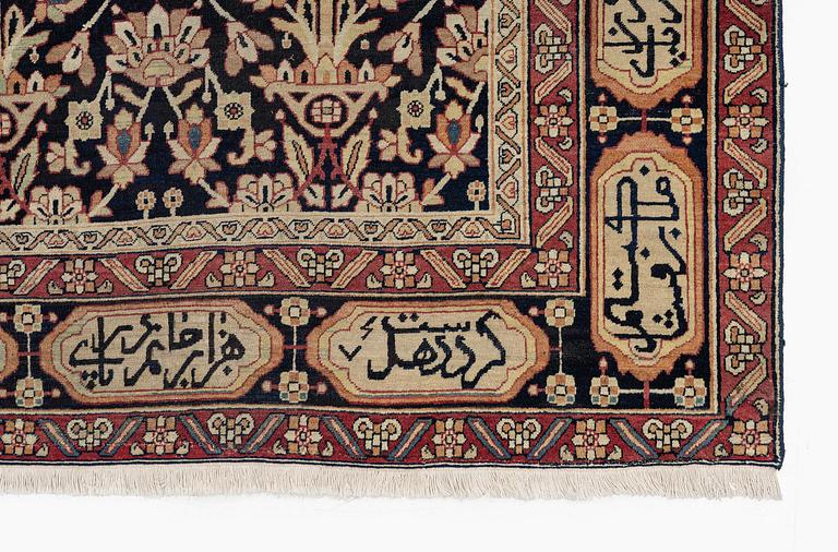 An antique Kirman Laver rug, south Persia (Iran) c. 200 x 135 cm.