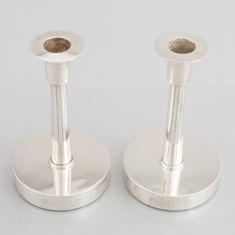 A pair of silver candlesticks, marks of Ove Bohlin, Stockholm 1957.