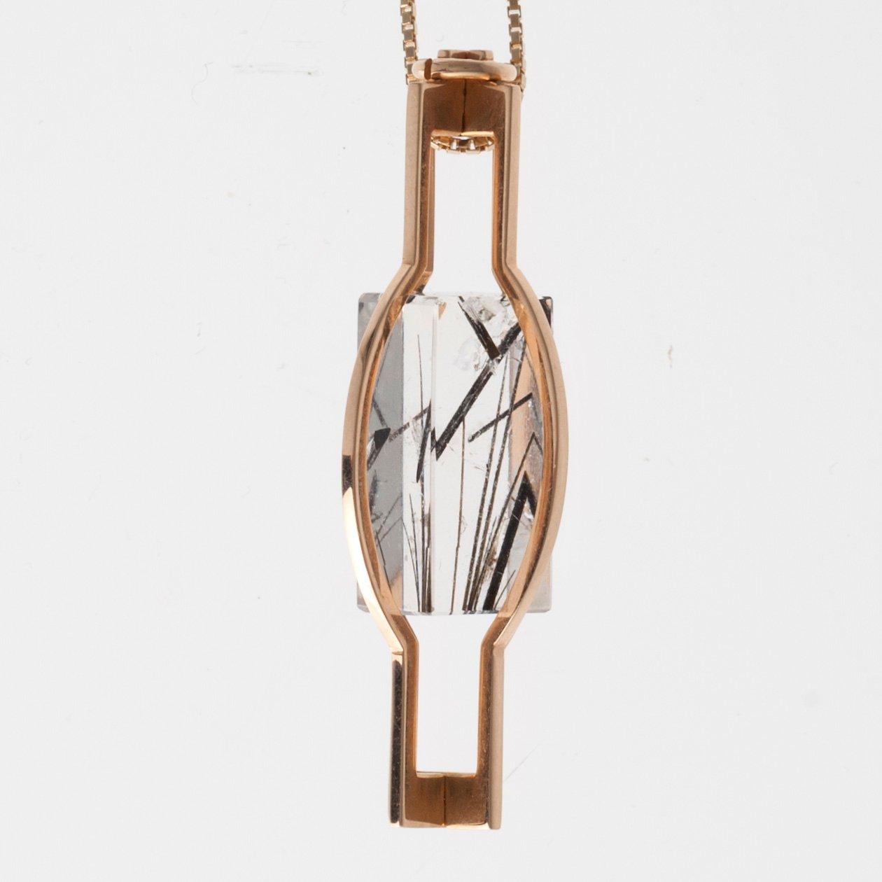 Elis Kauppi, PENDANT, 14K gold, rutile quartz, Kupittaan Kulta 1960´s/70´s.
