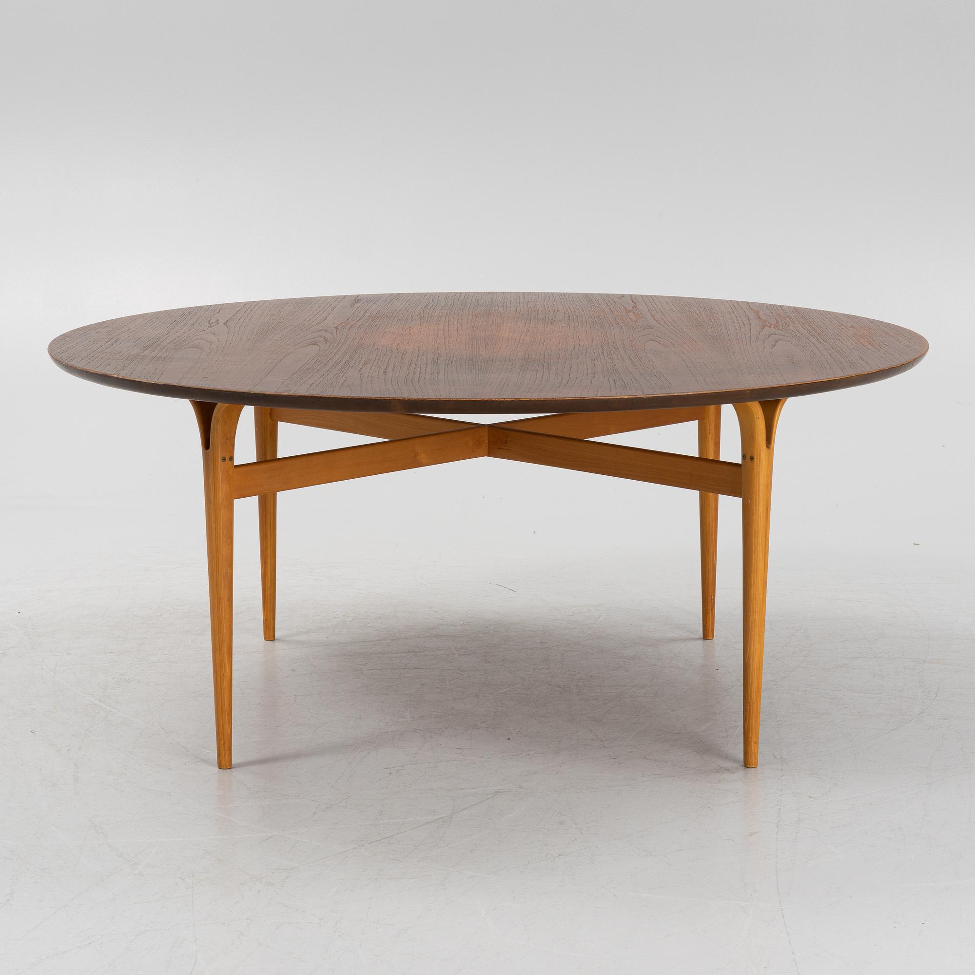 Bruno Mathsson, a circular  teak top table for Firma Karl Mathsson, mid 20th Century.