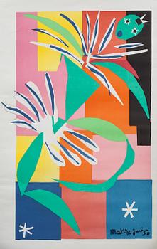 HENRI MATISSE, efter, färglitografisk affisch, signerad och daterad -50 i trycket.