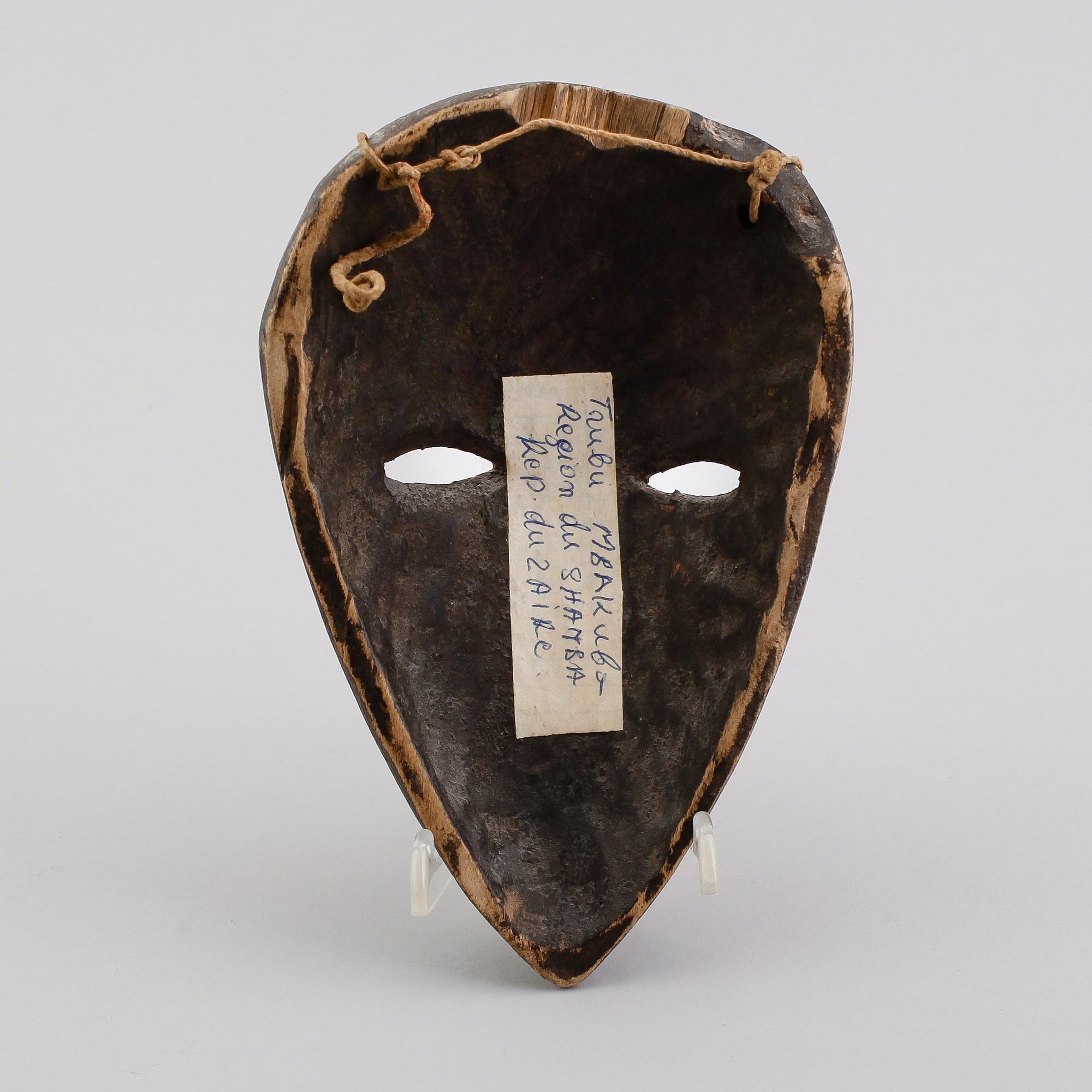 MASK, snidat trä, Bakubo, Shamba, Congo, Afrika.