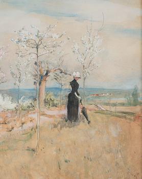 Carl Larsson, "Körsbärsblom" / "Kvinna i landskap".