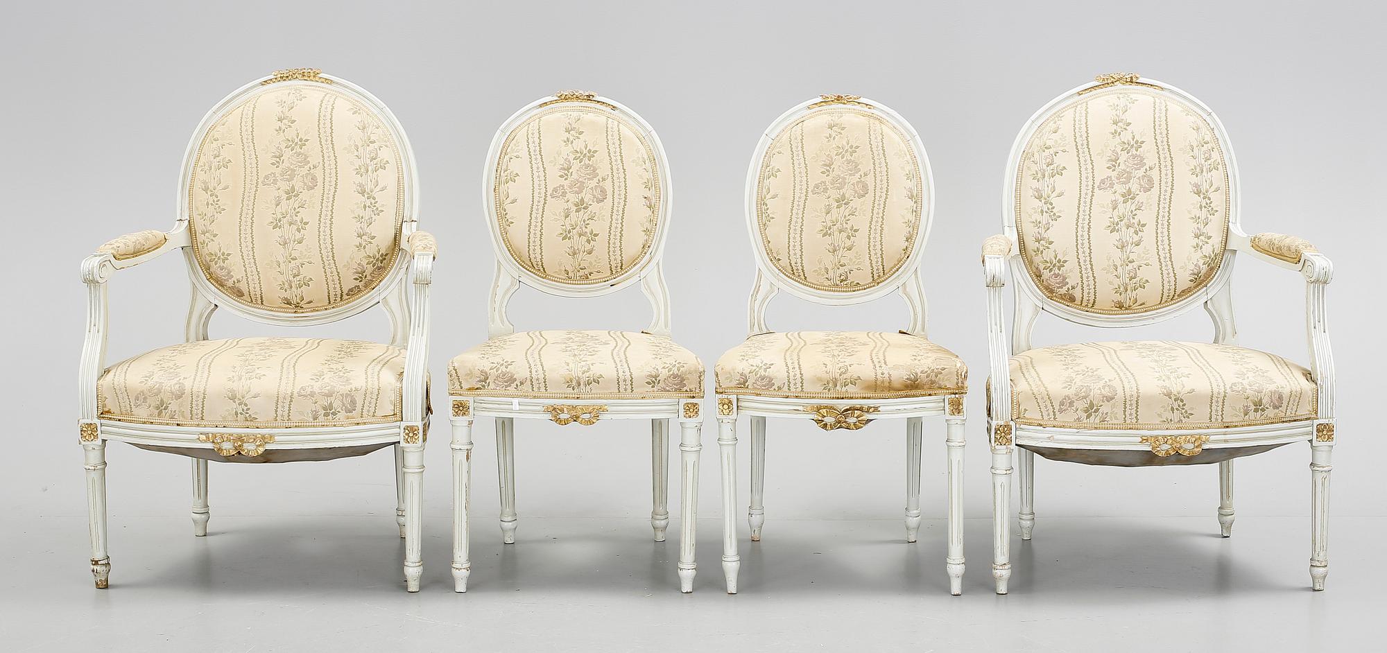 SOFFGRUPP, 5 delar, gustaviansk stil, 1900-tal.