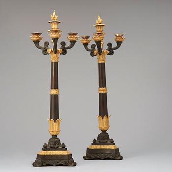 A pair of French Louis Philippe 19th century four-light candelabra.