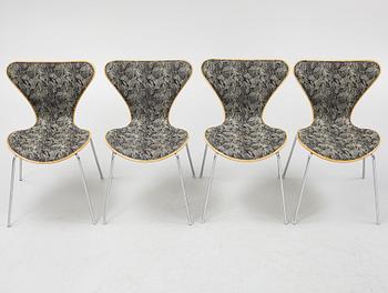 Arne Jacobsen, stolar, 4 st, "Sjuan", Fritz Hansen, Danmark.