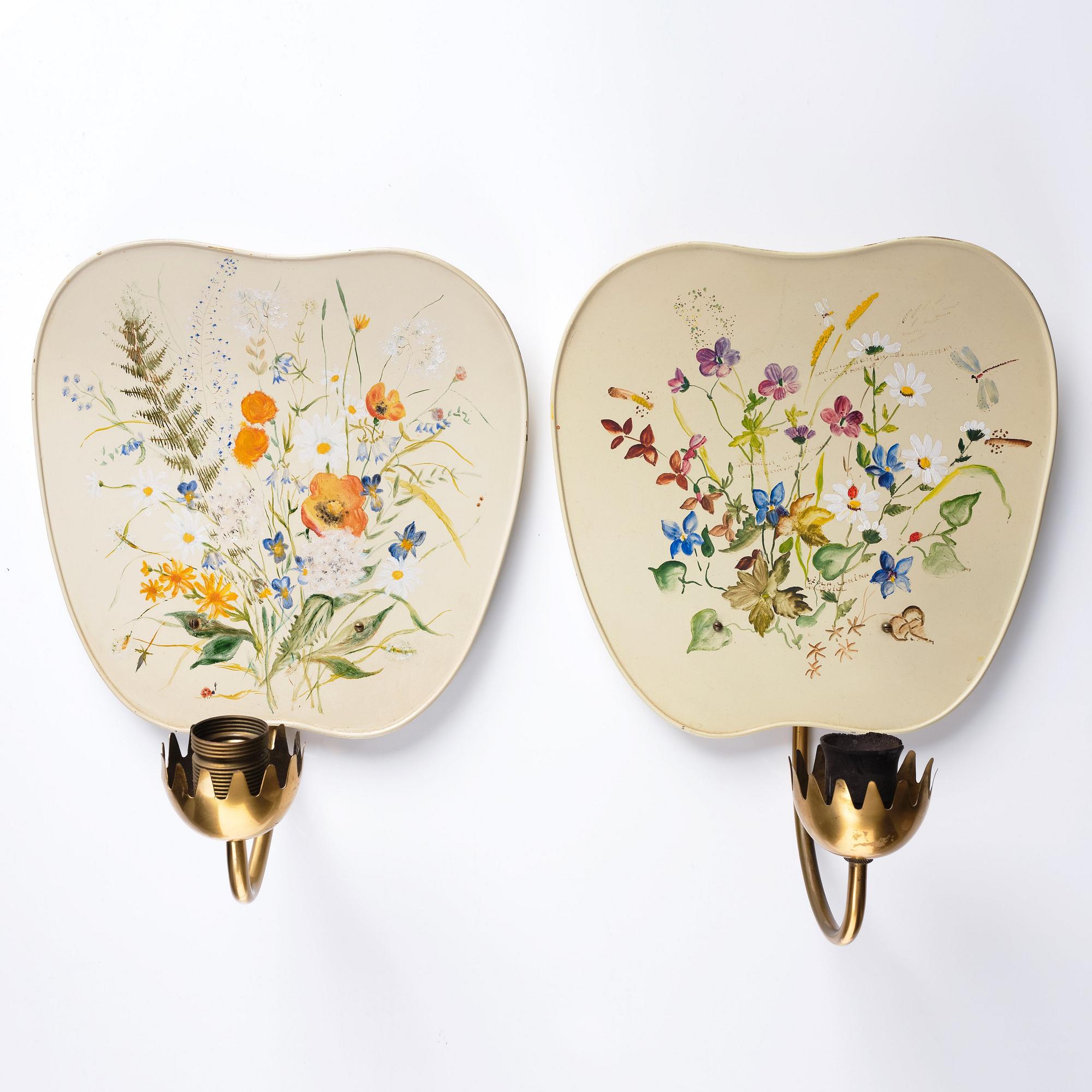 Hans Bergström, a pair of wall sconces, model "356", ateljé Lyktan, Sweden 1940-50s.