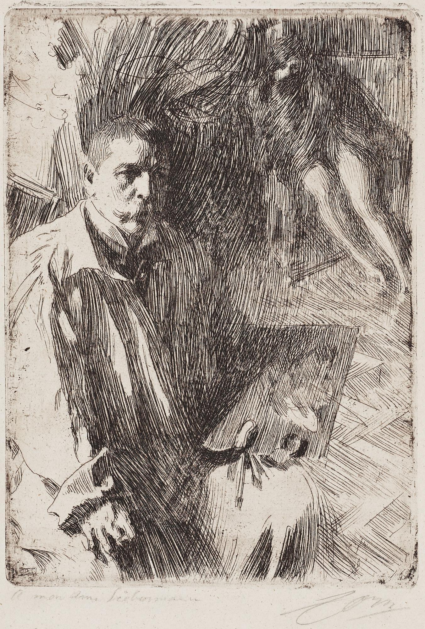 Anders Zorn, "Selfportrait with Model II".