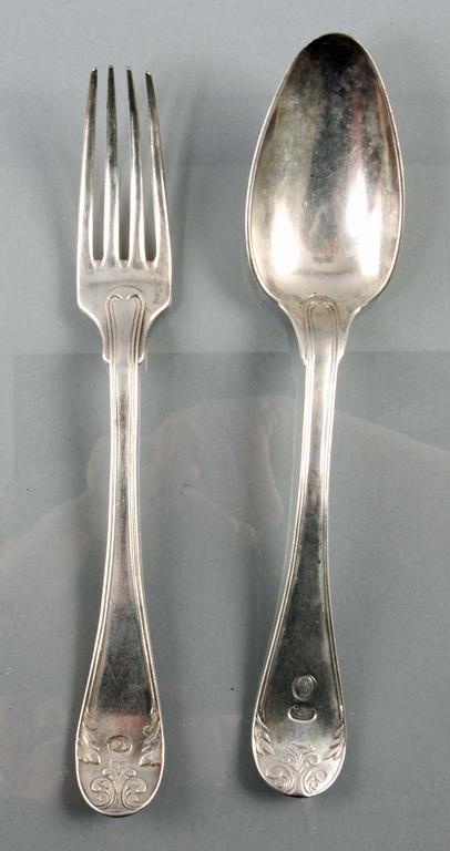 PARTI BESTICK, 14 delar, silver, modell gammal fransk.