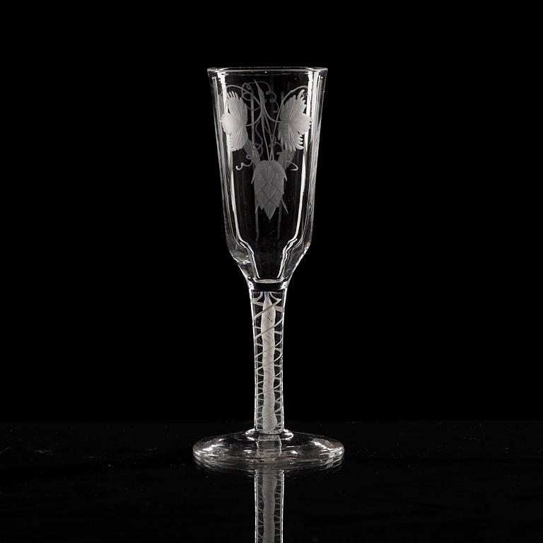 VINGLAS, sju stycken. England, 1700-tal.