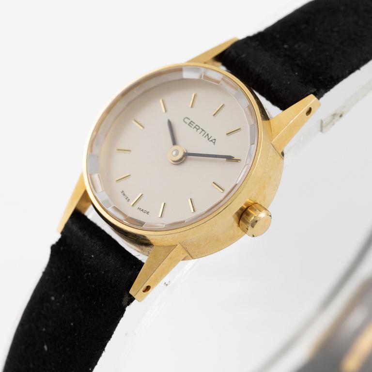 Certina, wristwatch, 18K gold, 19 mm.