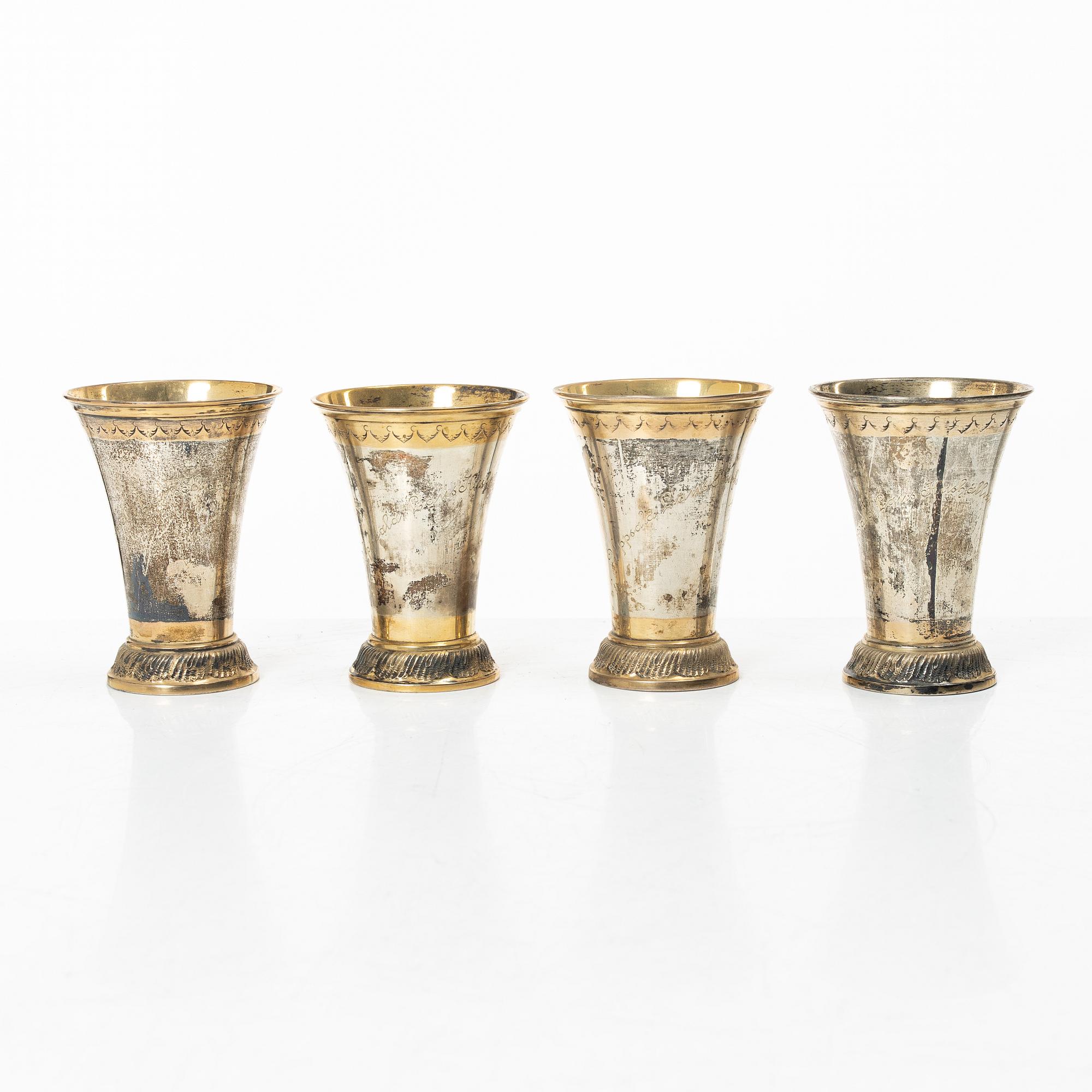 Seven Swedish silver beakers, mark of KG Markströms, Uppsala 1912-1926.