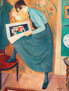 7. Einar Jolin, "Ung dam läsande konsttidskrift" (Young woman reading art magazine).