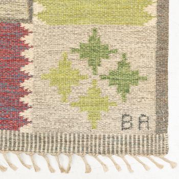 Bittan Bergh-Valberg, a flat weave carpet, signed BA, approx. 303 x 199 cm.