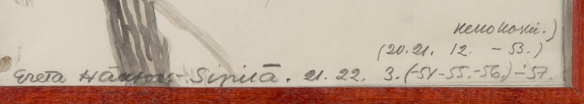 GRETA HÄLLFORS-SIPILÄ, akvarell, signerad och daterad 21-22.3. (20.-21.12. -53) (-54, -55, -56) -57.