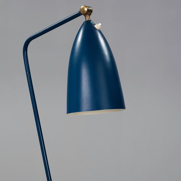 Greta Magnusson Grossman, a 'G-33' blue lacquered floor lamp, Bergboms, Malmö Sweden 1950's.