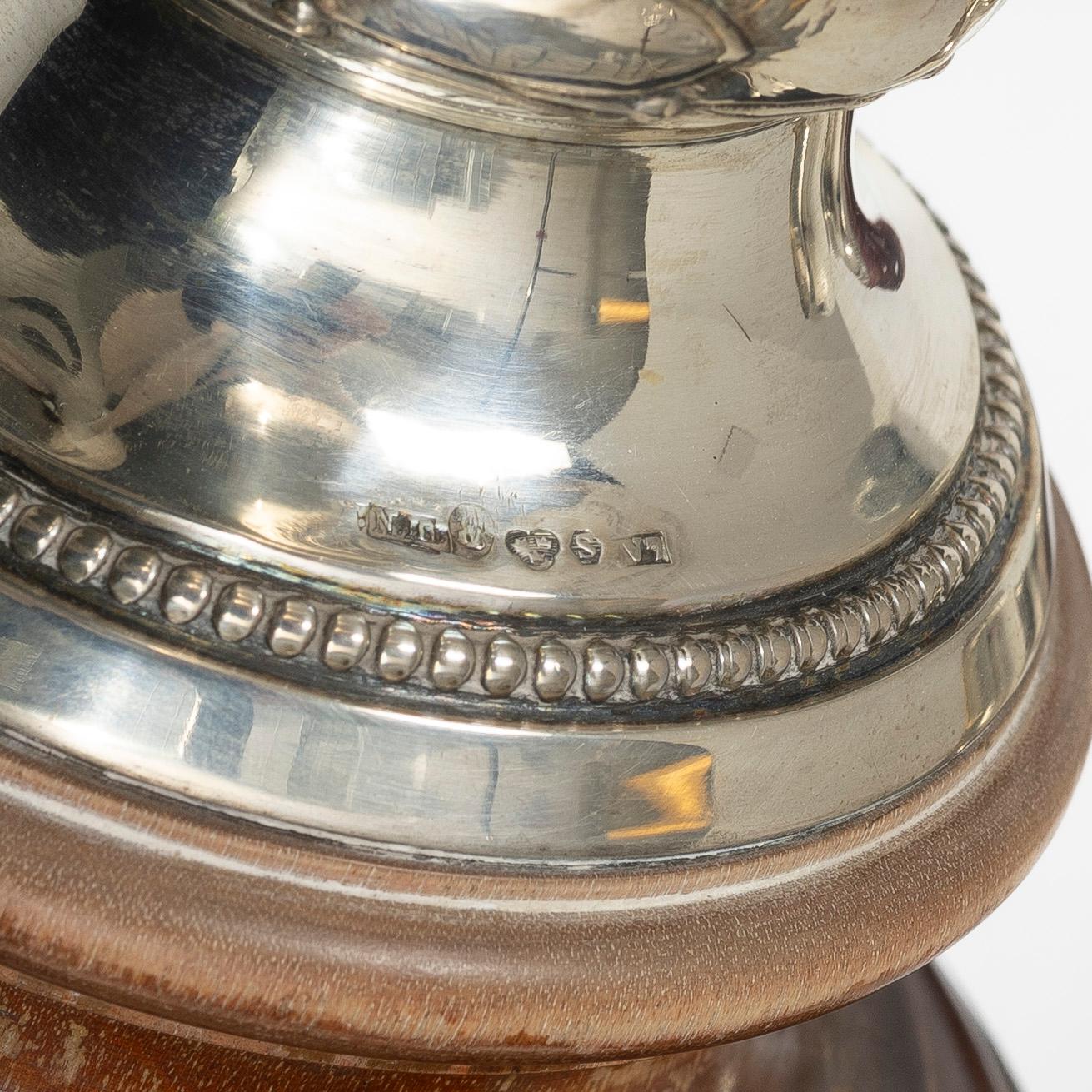 Cup 2 pcs, silver, with wooden base, Sweden, including KG Markström, Uppsala 1923.