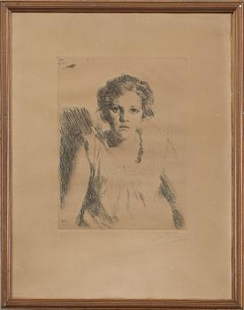 Anders Zorn · ANDERS ZORN, etsning, signerad, daterad 1914 i plåten.