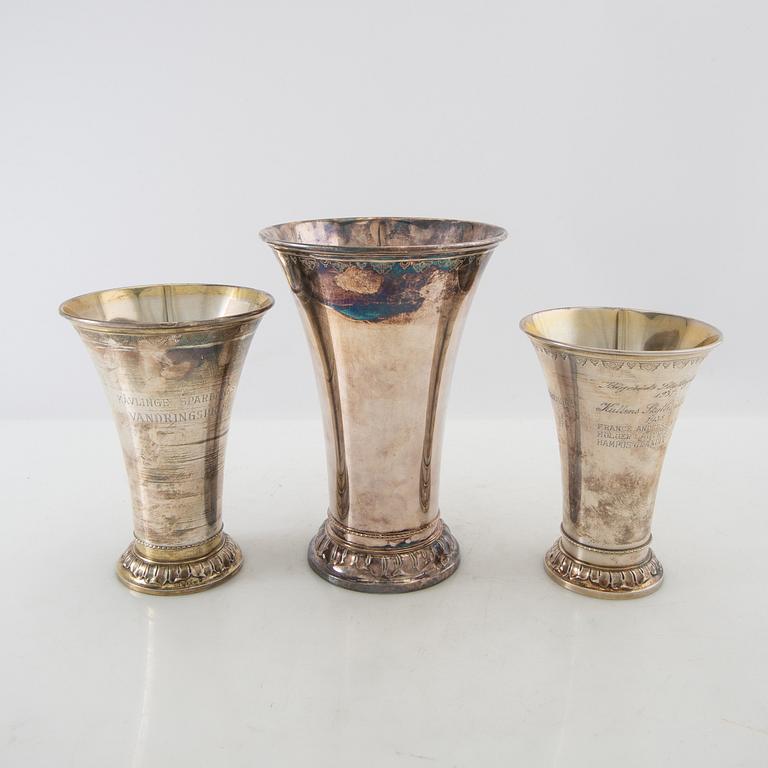 Trophies 3 pcs silver GAB Stockholm 1936, 1946 and 1965 (?).