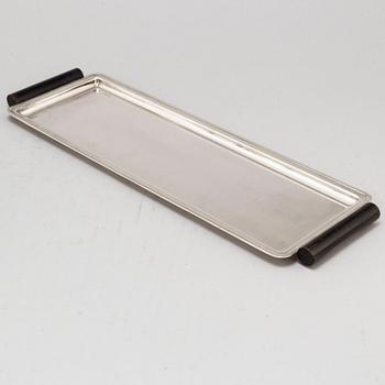 FOLKE ARSTRÖM, cocktailglas, 6 st, samt  bricka, nysilver, 1930/40-tal.