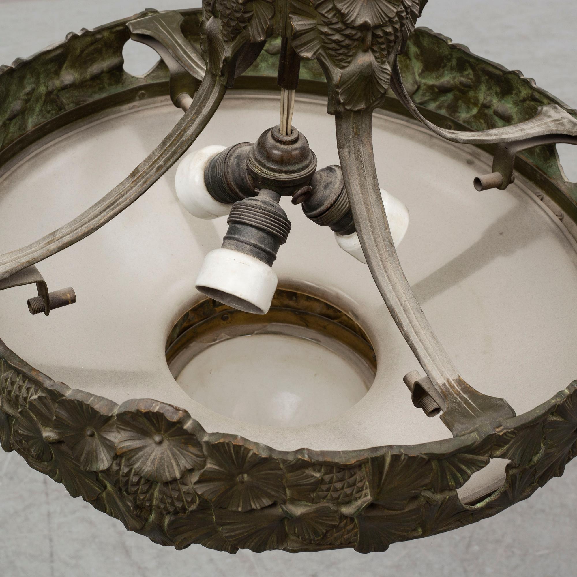 An early 20th century Jugend ceiling light.