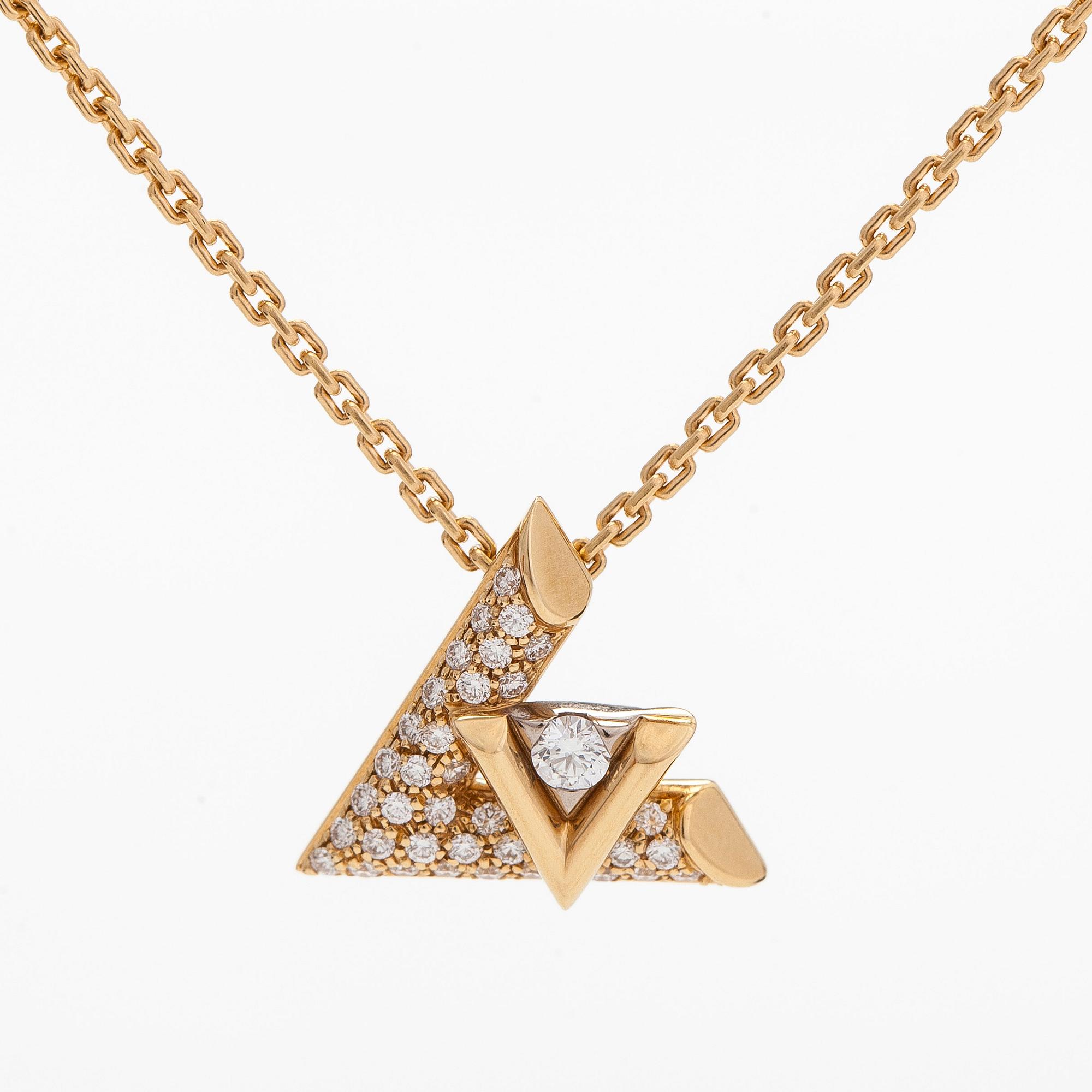Louis Vuitton, an 18K gold and diamond 'LV Volt One' necklace.