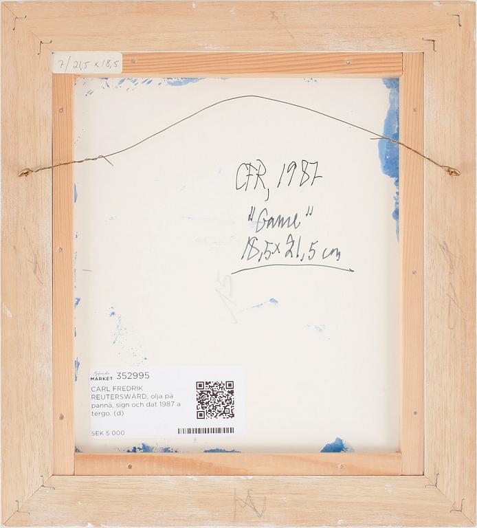CARL FREDRIK REUTERSWÄRD, olja på pannå, sign och dat 1987 a tergo.