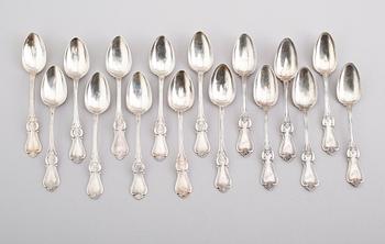 TESKEDAR, 16 st, (10+6) st, silver, " Olga", 1800-tal. Vikt ca 373 gram.