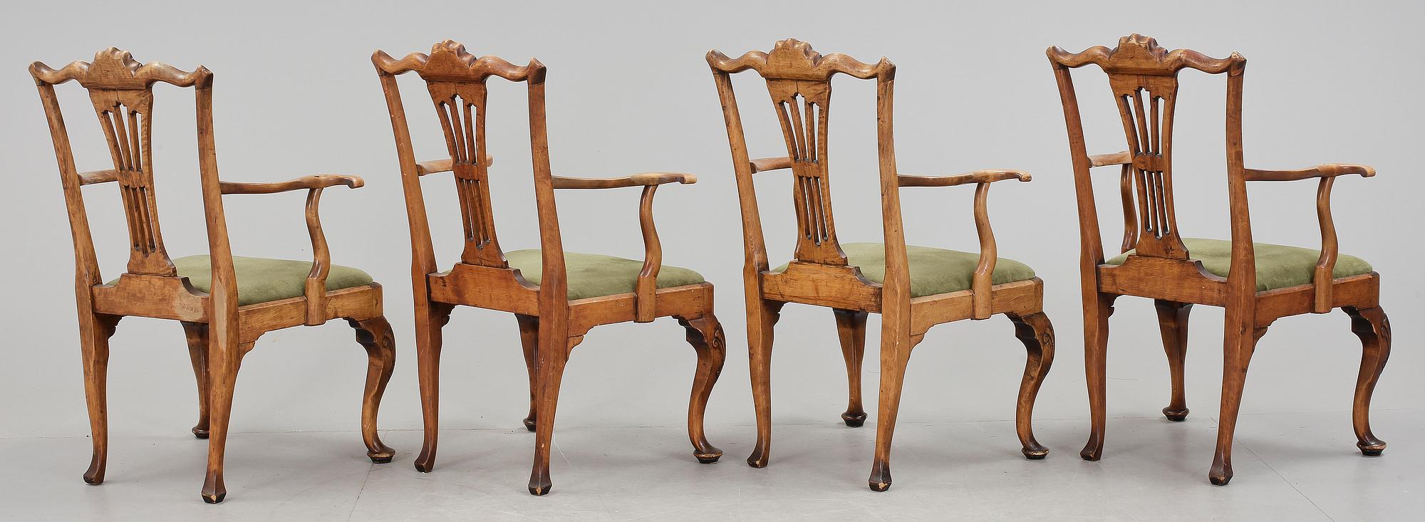 KARMSTOLAR, 4 st, rokokostil, Holland, 1800-tal.