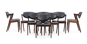 A set of eight Kai Kristiansen palisander 'model 42' chairs, Schou Andersen Møbelfabrik, Denmark 1950-60's.