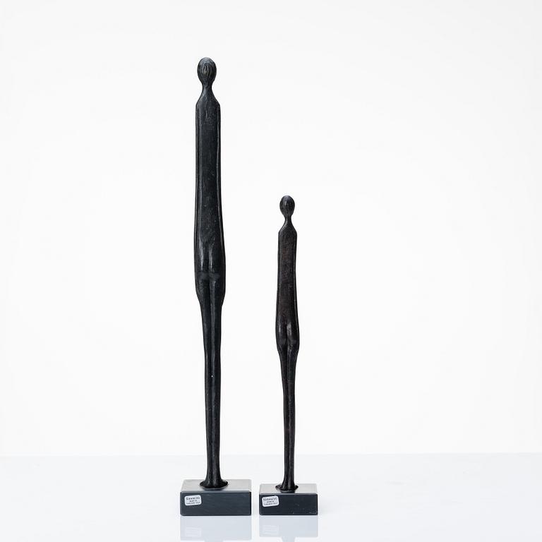 Unkown artist, a set of two bronze sculptures, copy by Museo Guarnacci, 20th century.