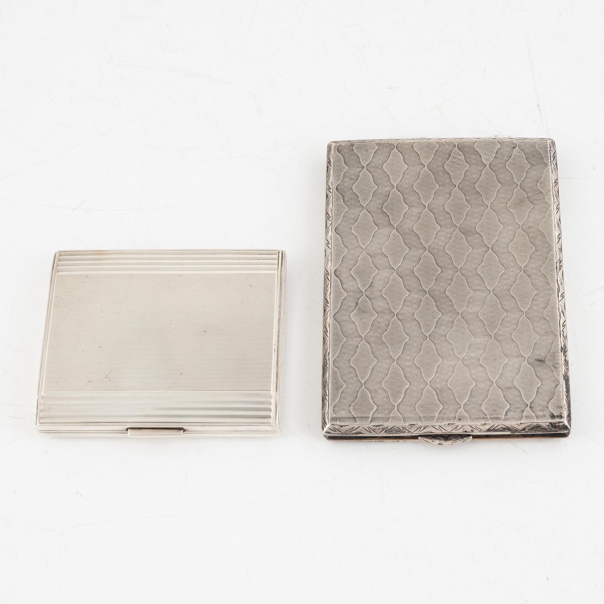 Cigarettetuier, 2 st, 925 resp 835 silver.
