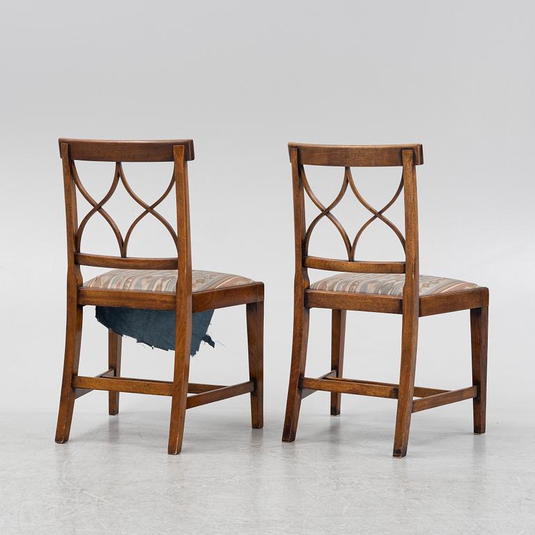 A set of six English mahogany chairs made for Nordiska Kompaniet Stockholm, mid 20th Century.