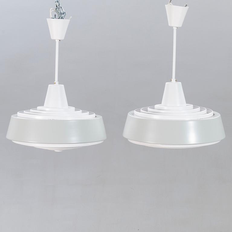 Lamps, sheet metal / metal, a pair, 1960s.