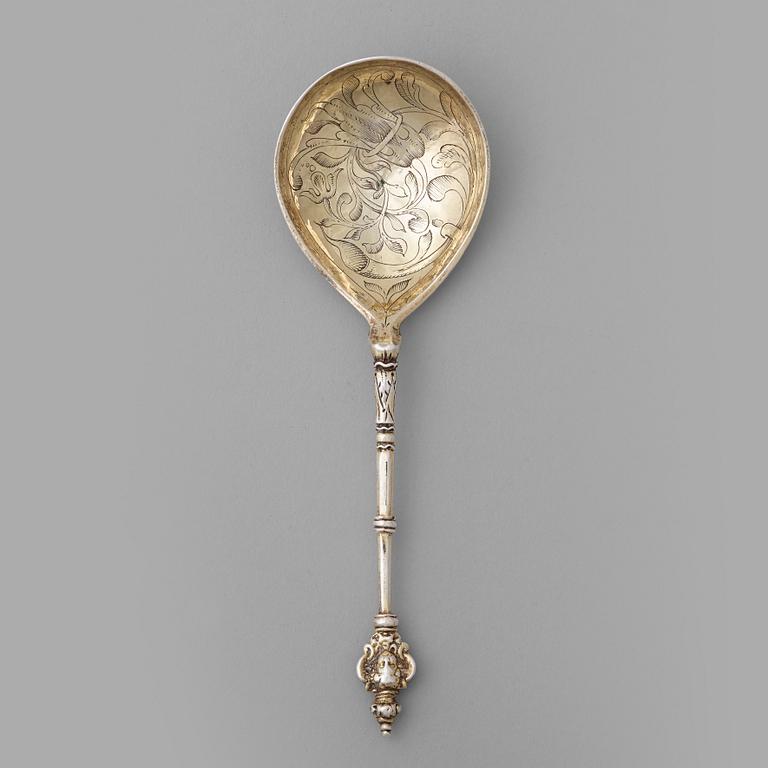 A Swedish 17th century silver-gilt spoon, mark of Albrekt Lockert, Stockholm (1623-1653-).