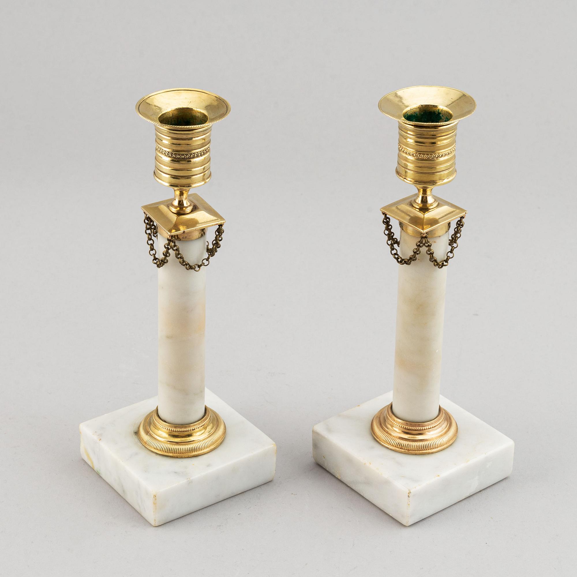 A pair of late-gustavian candlesticks, around year 1800.