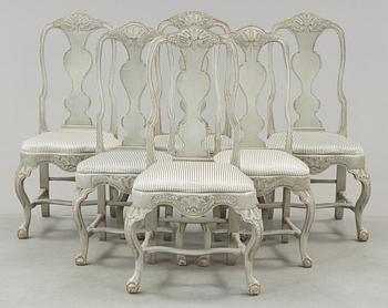 Four + two Swedish Rococo chairs.