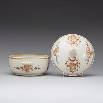 A famille rose Swedish Armorial tureen with stand, Qing dynasty, Qianlong (1736-95).