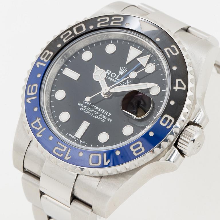 ROLEX, Oyster Perpetual Date, GMT-Master II, Chronometer, "Batman", wristwatch, 40 mm,