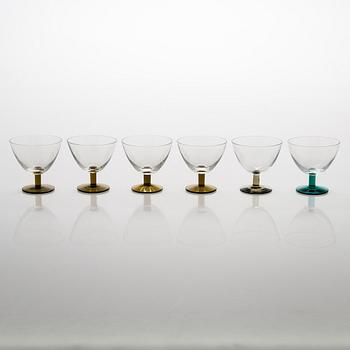 Saara Hopea, A set of 12 mid 1900s cocktail glasses, model 2126, Nuutajärvi Notsjö, Finland.