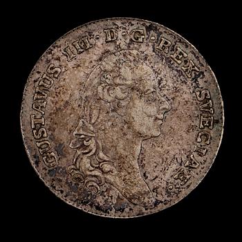 SILVERMYNT, 1 riksdaler, Gustaf III, 1782. Vikt ca 29 gram.